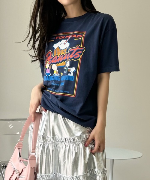 SNOOPY（スヌーピー）の「【PEANUTS/SNOOPY】別注 ピーナッツ スヌーピー 「CINEMA」ヴィンテージ風Tシャツ（Tシャツ/カットソー・レディース・アイボリー/ネイビー/ブラック・S/M/L/XL）」の22枚目の写真