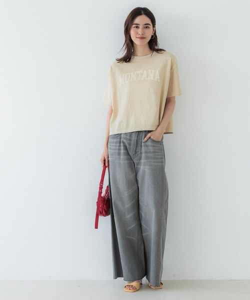 coca（coca）（コカ）の「【WEB限定セール】プリントロゴピグメントTシャツ（Tシャツ/カットソー・レディース・チャコール/ライトベージュ・M/L）」の8枚目の写真