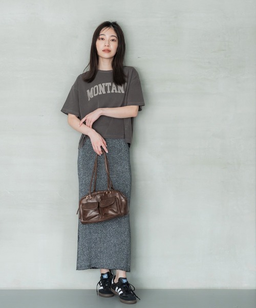 coca（coca）（コカ）の「【WEB限定セール】プリントロゴピグメントTシャツ（Tシャツ/カットソー・レディース・チャコール/ライトベージュ・M/L）」の3枚目の写真