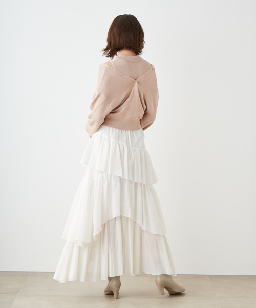 SNIDEL（スナイデル）の「ラメノースリポロ&カーデセット（ニット/セーター・レディース・アイボリー/ダークブラウン/ピンク・FREE）」の7枚目の写真