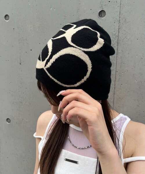 RAY CASSIN（レイカズン）の「ニュアンスロゴビーニー（ハット・レディース・ブラック/アイボリー・FREE）」の2枚目の写真