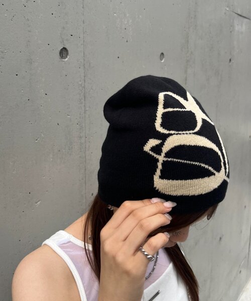 RAY CASSIN（レイカズン）の「ニュアンスロゴビーニー（ハット・レディース・ブラック/アイボリー・FREE）」の5枚目の写真