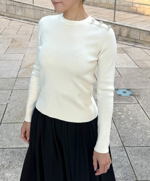 JENNE(ジェンヌ)の「パリジェンヌパールニット(ニット/セーター・レディース・ブラック/ホワイト・LARGE/MEDIUM/SMALL)」の15枚目の写真