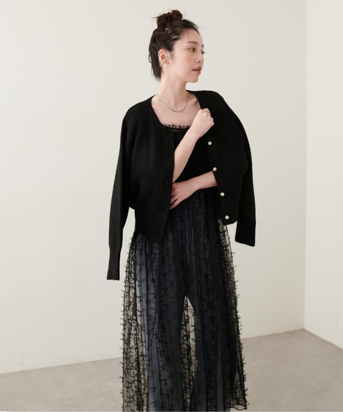 natural couture(ナチュラルクチュール)の「リボンチュールキャミワンピース(ワンピース・レディース・グレー/オフホワイト/ブラック・FREE)」の11枚目の写真