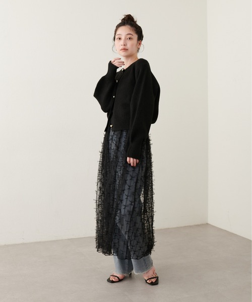 natural couture(ナチュラルクチュール)の「リボンチュールキャミワンピース(ワンピース・レディース・グレー/オフホワイト/ブラック・FREE)」の13枚目の写真