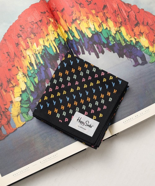 Happy Socks(ハッピーソックス)の「【66】【Happy Socks】 Design Handkerchief(ハンカチ/ハンドタオル・レディース・ネイビー/ブラック系その他/ブラック系その他2/ブラック系その他3・FREE)」の8枚目の写真