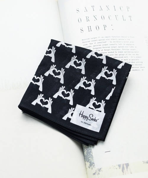Happy Socks(ハッピーソックス)の「【66】【Happy Socks】 Design Handkerchief(ハンカチ/ハンドタオル・レディース・ネイビー/ブラック系その他/ブラック系その他2/ブラック系その他3・FREE)」の10枚目の写真