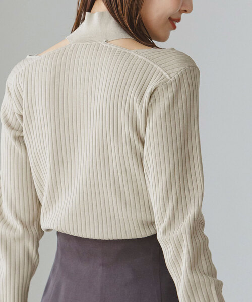 Noble（ノーブル）の「チョーカーリブニット（ニット/セーター・レディース・ブラック/ライトグリーン・FREE）」の8枚目の写真