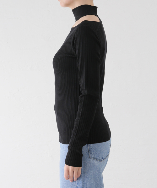ノーブル　チョーカーリブニットトップス　黒 Noble（ノーブル）の「チョーカーリブニット（ニット/セーター）」 - WEAR