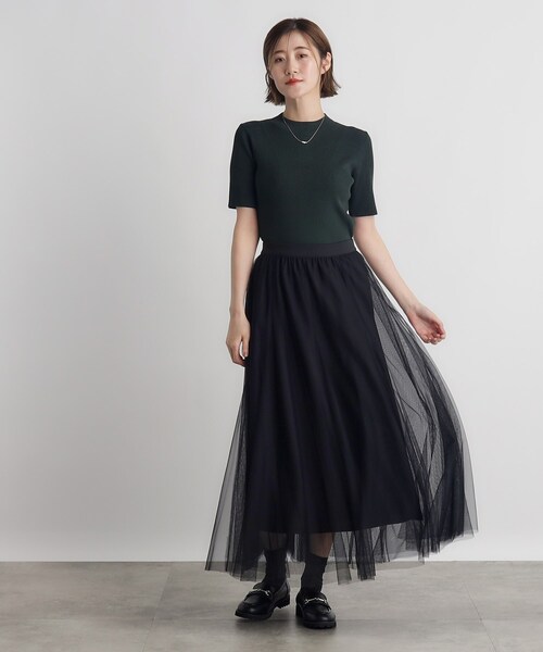 grove（グローブ）の「◆無地アソートチェックチュールスカート（スカート・レディース・ネイビー系1/ブラック/ダークブラウン系1・01/02/03/04/05）」の9枚目の写真