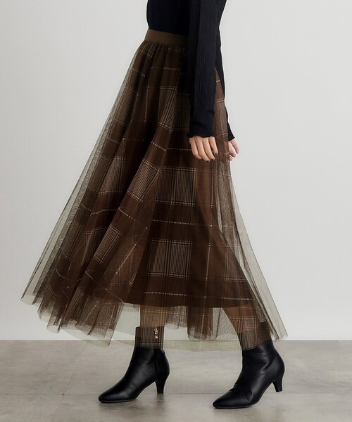 grove（グローブ）の「◆無地アソートチェックチュールスカート（スカート・レディース・ネイビー系1/ブラック/ダークブラウン系1・01/02/03/04/05）」の19枚目の写真