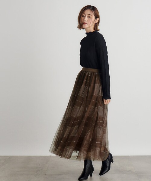 grove（グローブ）の「◆無地アソートチェックチュールスカート（スカート・レディース・ネイビー系1/ブラック/ダークブラウン系1・01/02/03/04/05）」の18枚目の写真