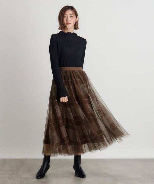 grove（グローブ）の「◆無地アソートチェックチュールスカート（スカート・レディース・ネイビー系1/ブラック/ダークブラウン系1・01/02/03/04/05）」の17枚目の写真