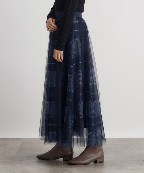 grove（グローブ）の「◆無地アソートチェックチュールスカート（スカート・レディース・ネイビー系1/ブラック/ダークブラウン系1・01/02/03/04/05）」の14枚目の写真