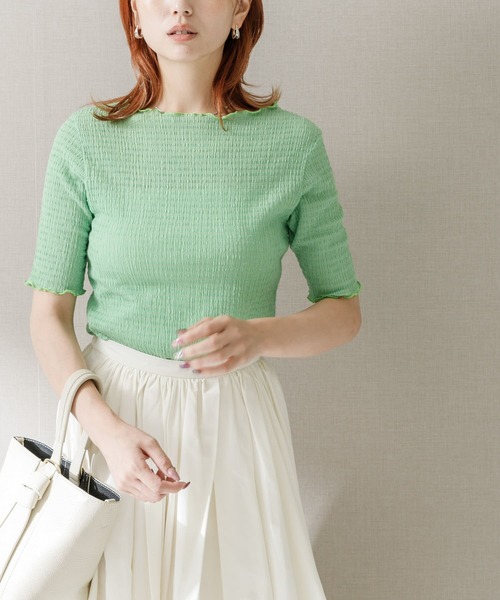 セール】シアー楊柳ボートネックプルオーバー（Tシャツ/カットソー