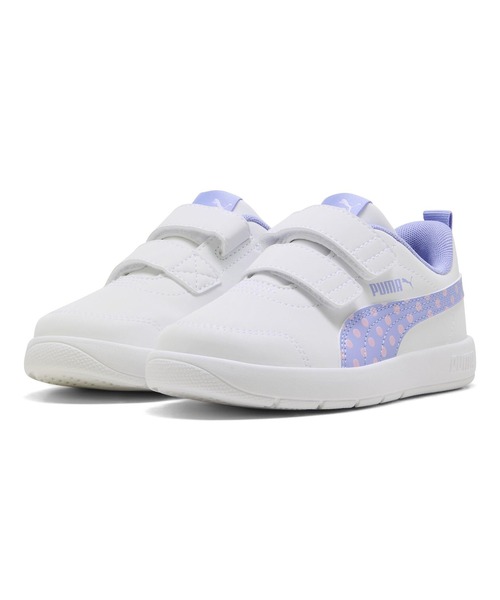 PUMA(プーマ)の「PUMA プーマ コートフレックス V3 DOTTY V PS 398758(スニーカー・キッズ・ホワイト×パープル/ホワイト×ライトピンク/ホワイト×ブルー/ホワイト系その他/ホワイト系その他2・21.0cm/20.0cm/19.0cm/18.0cm/17.0cm)」の4枚目の写真