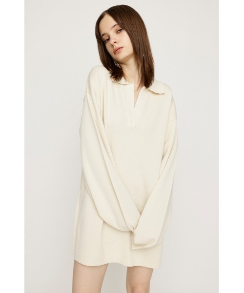 SLY(スライ)の「COLLAR KNIT S/OP カラー ニット ショートワンピース(ワンピース・レディース・ブラック/グレー/アイボリー・FREE)」の5枚目の写真