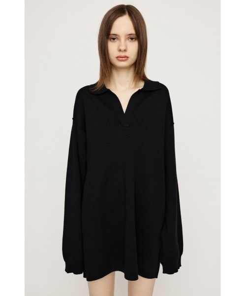 SinceThenキュート モノカラー ニット 長袖 ショート ワンピース セール】COLLAR KNIT S/OP カラー ニット ショートワンピース