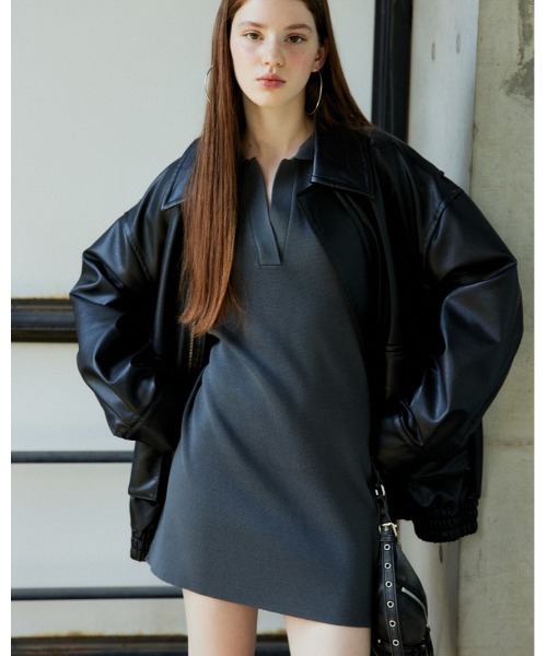 SLY(スライ)の「COLLAR KNIT S/OP カラー ニット ショートワンピース(ワンピース・レディース・ブラック/グレー/アイボリー・FREE)」の14枚目の写真