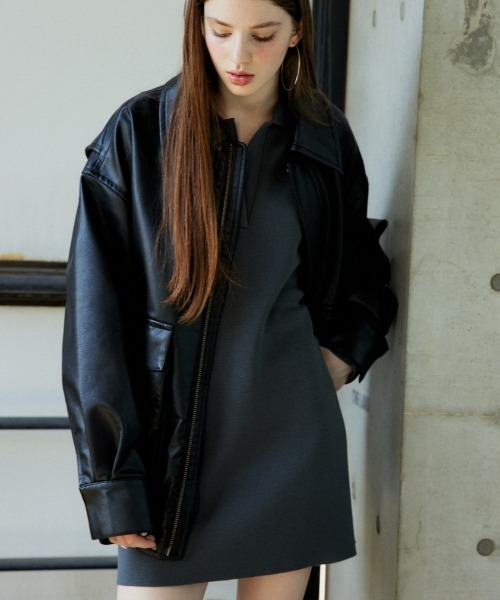 SLY(スライ)の「COLLAR KNIT S/OP カラー ニット ショートワンピース(ワンピース・レディース・ブラック/グレー/アイボリー・FREE)」の15枚目の写真