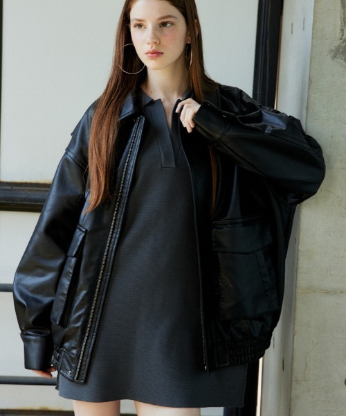 セール】COLLAR KNIT S/OP カラー ニット ショートワンピース