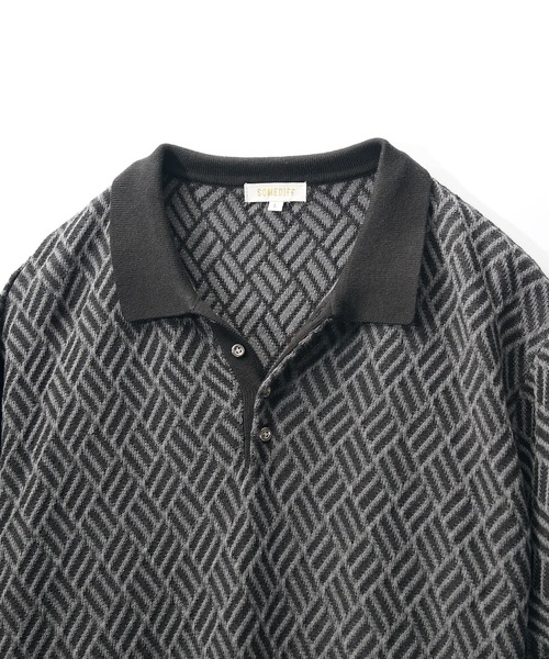 SOMEDIFF(サムディフ)の「【SOMEDIFF】 変わり編みサマーニットポロシャツ メンズ 半袖ポロ シャツ 春服(ポロシャツ・メンズ・ブラック/ベージュ/ベージュ系/ブラック系・M/L/XL)」の10枚目の写真
