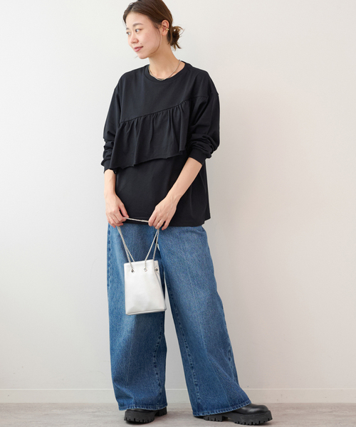 JOURNAL STANDARD relume(ジャーナルスタンダード レリューム)の「フリルプルオーバーロングスリーブ(Tシャツ/カットソー・レディース・ブラック/ホワイト・FREE)」の17枚目の写真