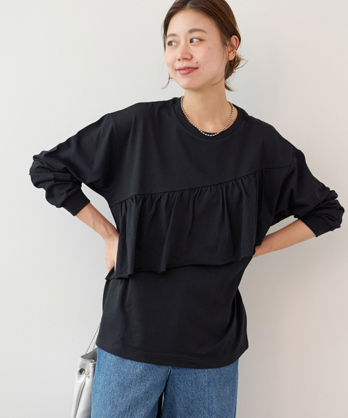 JOURNAL STANDARD relume(ジャーナルスタンダード レリューム)の「フリルプルオーバーロングスリーブ(Tシャツ/カットソー・レディース・ブラック/ホワイト・FREE)」の19枚目の写真