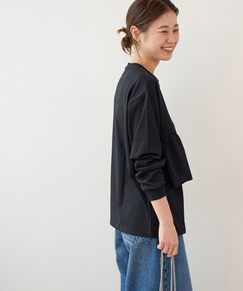 JOURNAL STANDARD relume(ジャーナルスタンダード レリューム)の「フリルプルオーバーロングスリーブ(Tシャツ/カットソー・レディース・ブラック/ホワイト・FREE)」の9枚目の写真