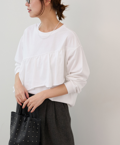 JOURNAL STANDARD relume(ジャーナルスタンダード レリューム)の「フリルプルオーバーロングスリーブ(Tシャツ/カットソー・レディース・ブラック/ホワイト・FREE)」の13枚目の写真