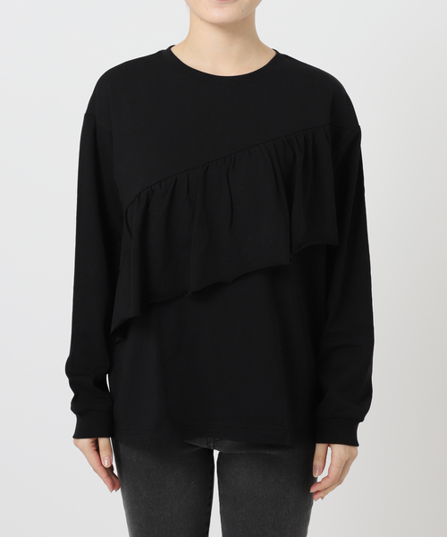 JOURNAL STANDARD relume(ジャーナルスタンダード レリューム)の「フリルプルオーバーロングスリーブ(Tシャツ/カットソー・レディース・ブラック/ホワイト・FREE)」の7枚目の写真