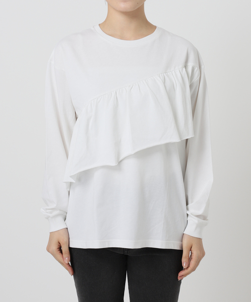 JOURNAL STANDARD relume(ジャーナルスタンダード レリューム)の「フリルプルオーバーロングスリーブ(Tシャツ/カットソー・レディース・ブラック/ホワイト・FREE)」の5枚目の写真