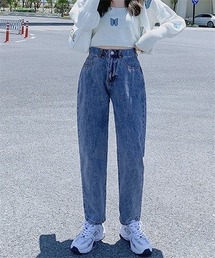 デニムテーパードパンツ