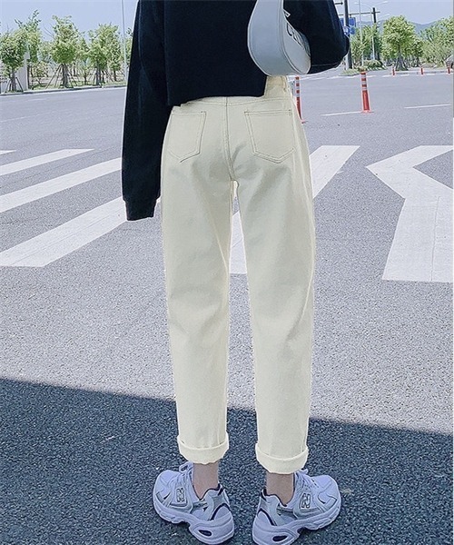 Dream garden(ドリームガーデン)の「デニムテーパードパンツ(デニムパンツ・レディース・ダークブラック/ブルー/ライトブルー/ダークブルー/ブラック/アイボリー・S/M/L/XL/2XL)」の12枚目の写真