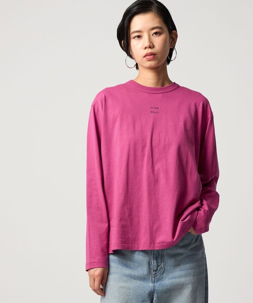 CITEN（シテン）の「＜CITEN＞ロゴロンT（Tシャツ/カットソー・レディース・シャーベット/ブラック/ベージュ/ホワイト/ネイビー/ライトグレー/ダークブラウン/ワイン/ダークグリーン・FREE）」の8枚目の写真