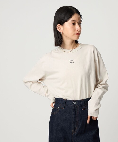 CITEN（シテン）の「＜CITEN＞ロゴロンT（Tシャツ/カットソー・レディース・シャーベット/ブラック/ベージュ/ホワイト/ネイビー/ライトグレー/ダークブラウン/ワイン/ダークグリーン・FREE）」の3枚目の写真