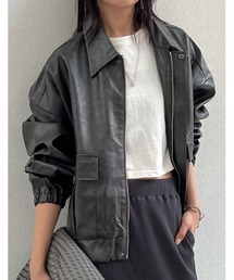 Re:EDIT | [2024 AUTUMN COLLECTION][低身長サイズ有]フェイクレザージップブルゾン(ブルゾン)