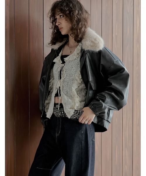 ラディエイト　新品未使用　定価21,000円　ブルゾン ラディエイト RADIATE バックジップフェイクレザーブルゾン （ブラック