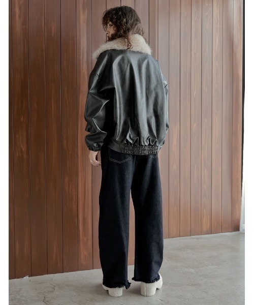 Re:EDIT（リエディ）の「[2025AW COLLECTION][低身長サイズ有]フェイクレザージップブルゾン（ブルゾン・レディース・ブラウン/ブラック・MEDIUM/LARGE/SHORT）」の21枚目の写真