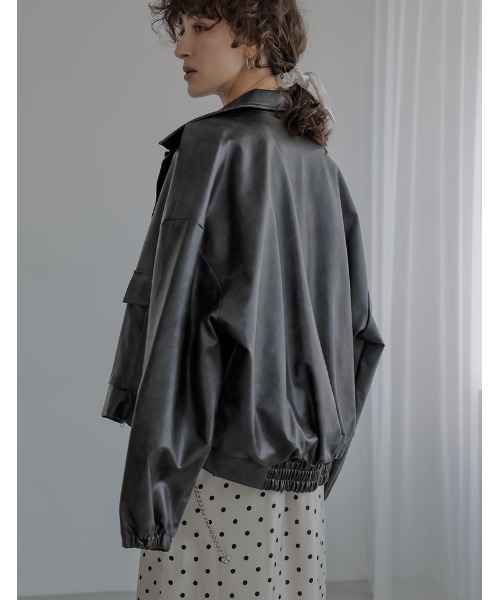 2025AW COLLECTION][低身長サイズ有]フェイクレザージップブルゾン