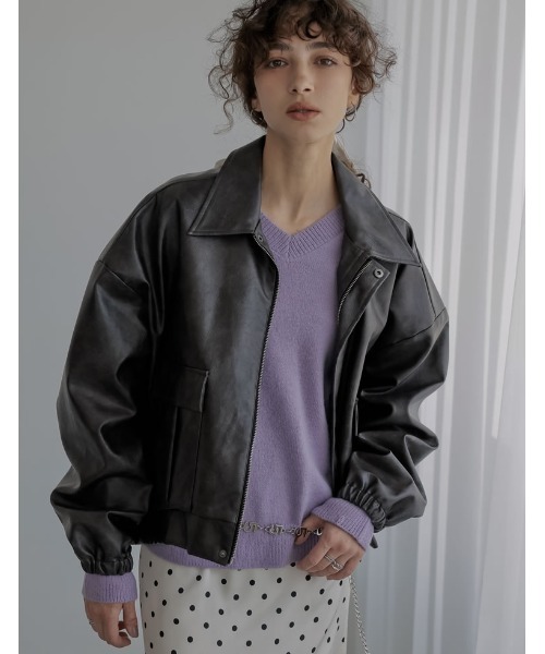 セール】[2025AW COLLECTION][低身長サイズ有]フェイクレザージップ