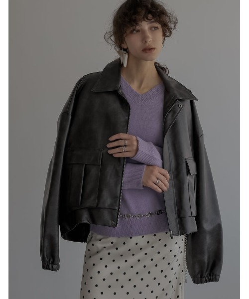 再出品！EDGY MODE　セットアップ対応　フェイクレザージャケット　グレー 再出品！EDGY MODE セットアップ対応 フェイクレザージャケット グレー