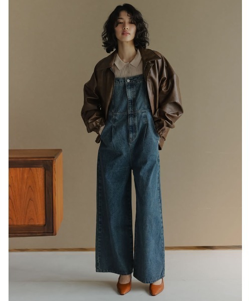 Re:EDIT（リエディ）の「[2025AW COLLECTION][低身長サイズ有]フェイクレザージップブルゾン（ブルゾン・レディース・ブラウン/ブラック・MEDIUM/LARGE/SHORT）」の4枚目の写真