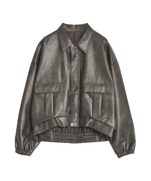 セール】[2025AW COLLECTION][低身長サイズ有]フェイクレザージップ