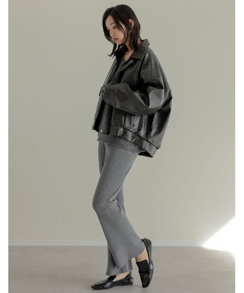 Re:EDIT（リエディ）の「[2025AW COLLECTION][低身長サイズ有]フェイクレザージップブルゾン（ブルゾン・レディース・ブラウン/ブラック・MEDIUM/LARGE/SHORT）」の15枚目の写真