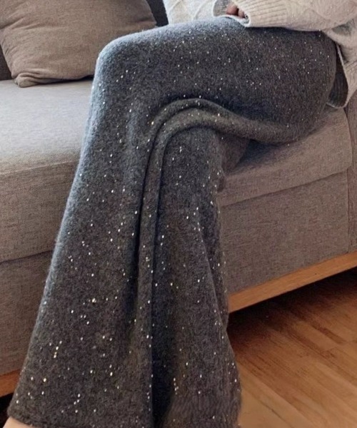 Mela(メラ)の「GLITTER KNIT WIDE PT(その他パンツ・レディース・グレー/ホワイト/ブラック・FREE)」の1枚目の写真