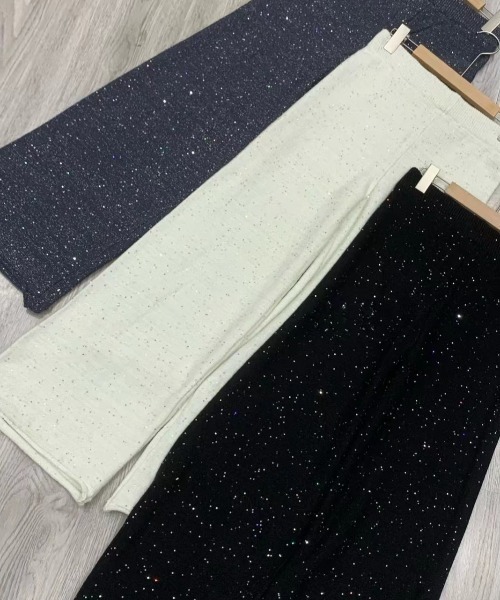 Mela(メラ)の「GLITTER KNIT WIDE PT(その他パンツ・レディース・グレー/ホワイト/ブラック・FREE)」の2枚目の写真