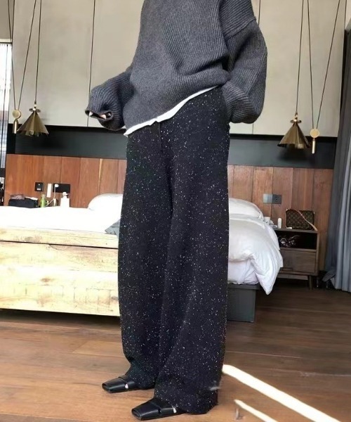 Mela(メラ)の「GLITTER KNIT WIDE PT(その他パンツ・レディース・グレー/ホワイト/ブラック・FREE)」の3枚目の写真