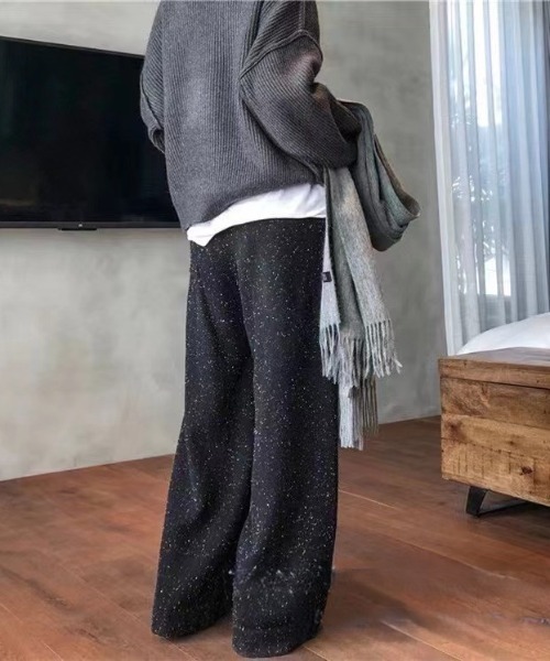 Mela(メラ)の「GLITTER KNIT WIDE PT(その他パンツ・レディース・グレー/ホワイト/ブラック・FREE)」の7枚目の写真
