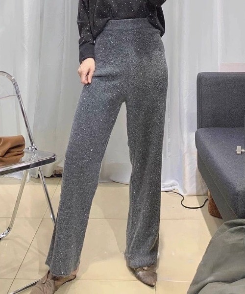 Mela(メラ)の「GLITTER KNIT WIDE PT(その他パンツ・レディース・グレー/ホワイト/ブラック・FREE)」の8枚目の写真